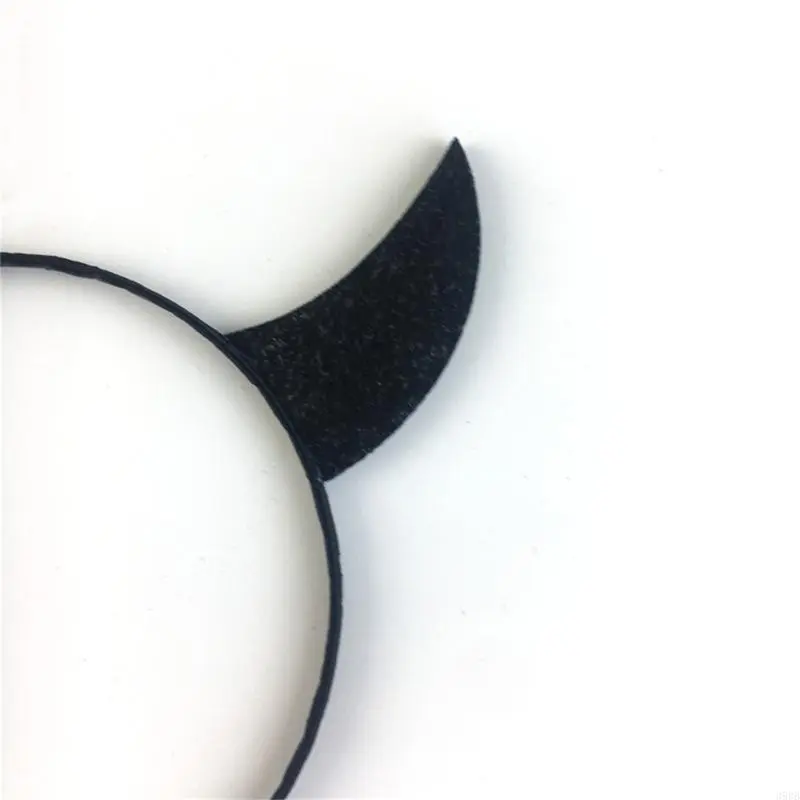 652F Vintage Devil Horns Hair Hoop Rhinestones Crystal Headwear Headband Halloween Party Halloween Themed Headband