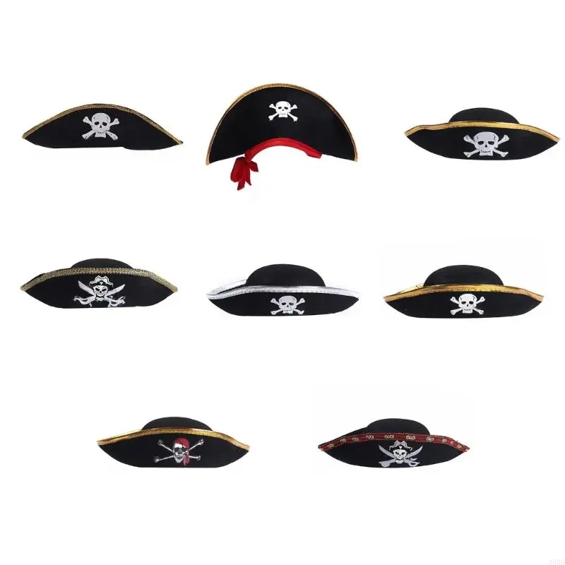 Stage Show Pirate Hat for Cosplay Party Tricorne Hat Halloween Theme Party Cocked Hat Role Playing Pirate Costume Hat