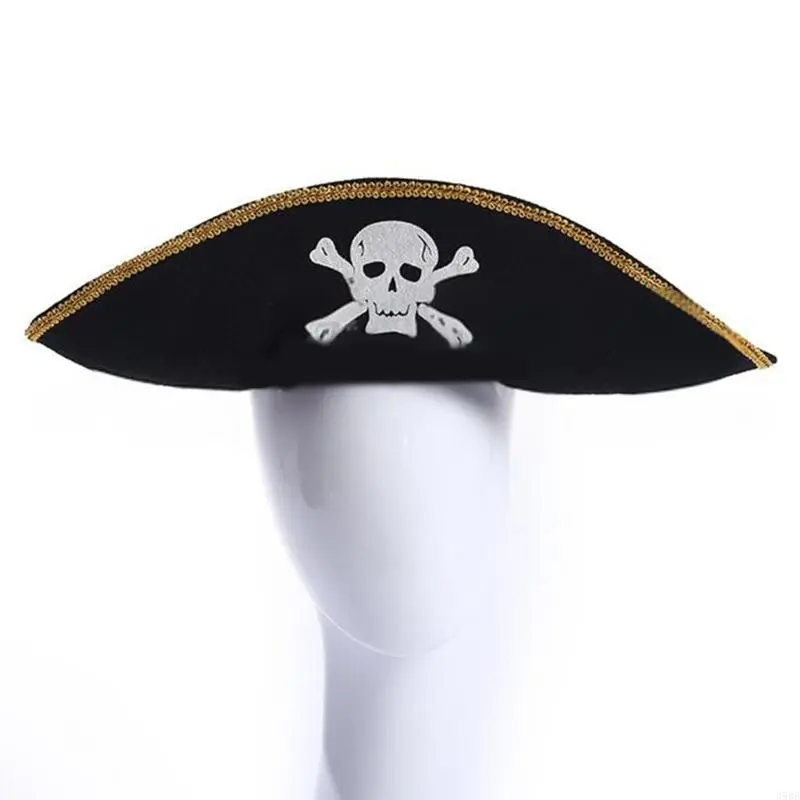 Stage Show Pirate Hat for Cosplay Party Tricorne Hat Halloween Theme Party Cocked Hat Role Playing Pirate Costume Hat