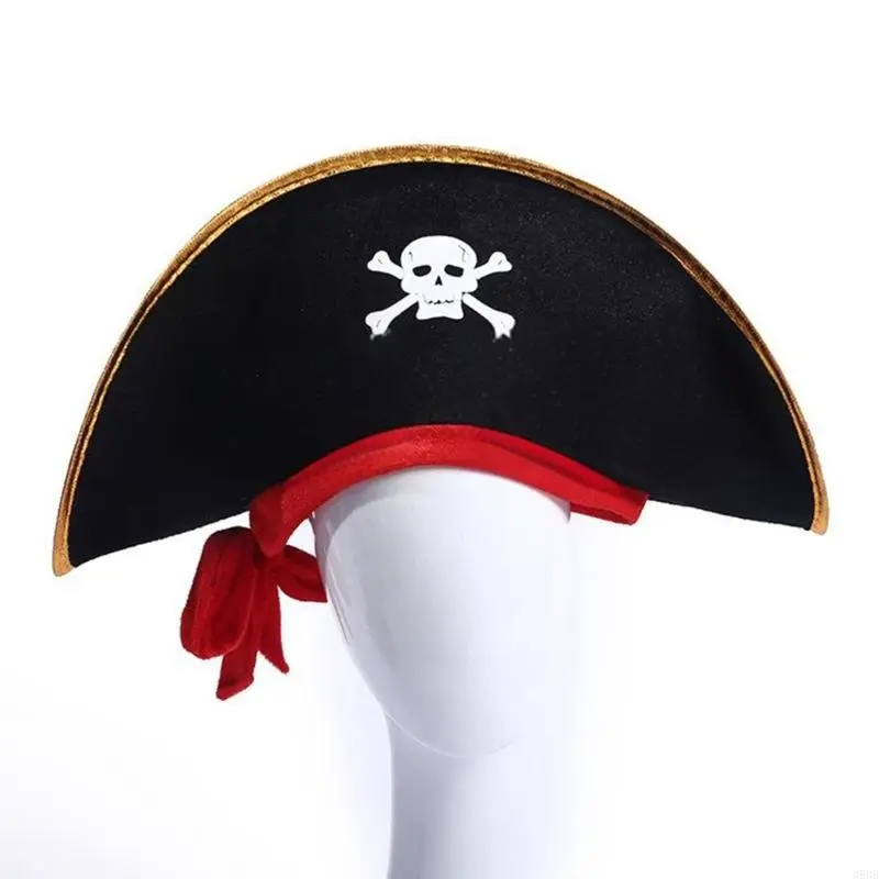 Stage Show Pirate Hat for Cosplay Party Tricorne Hat Halloween Theme Party Cocked Hat Role Playing Pirate Costume Hat