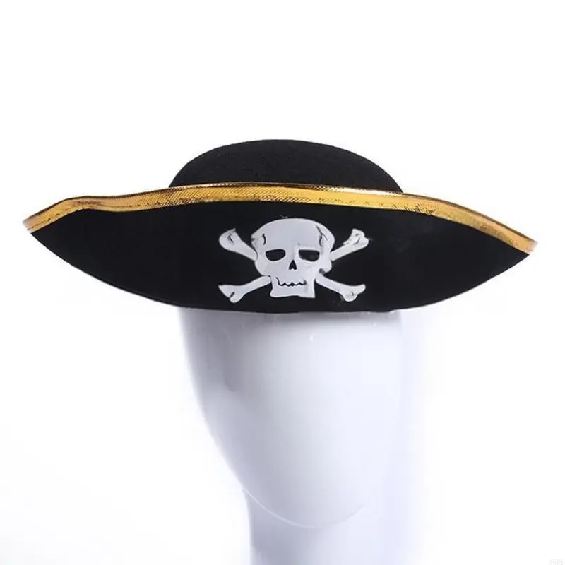 Stage Show Pirate Hat for Cosplay Party Tricorne Hat Halloween Theme Party Cocked Hat Role Playing Pirate Costume Hat