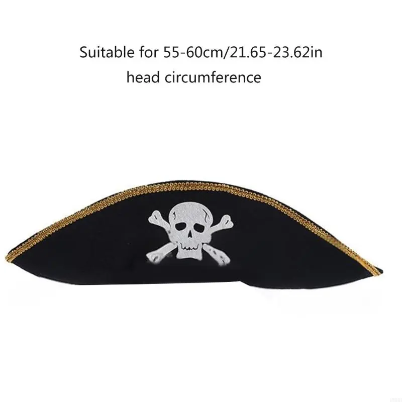 Stage Show Pirate Hat for Cosplay Party Tricorne Hat Halloween Theme Party Cocked Hat Role Playing Pirate Costume Hat