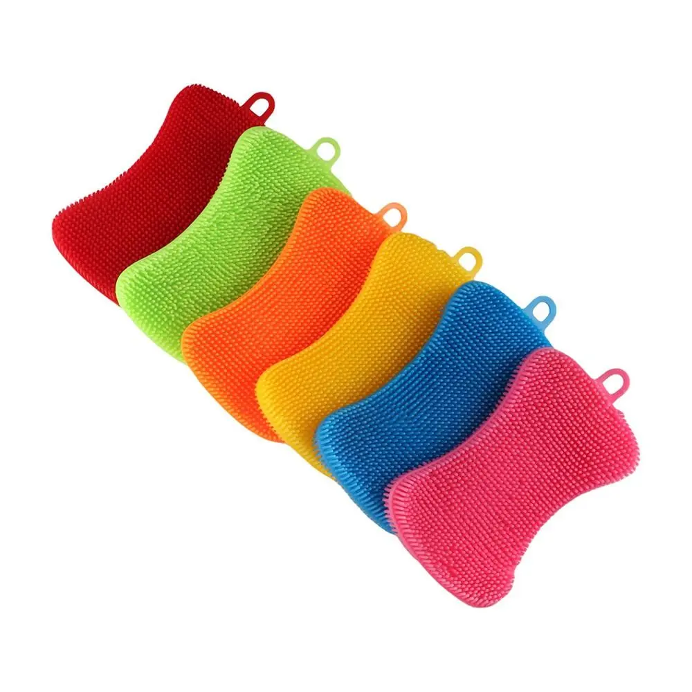 Double Sided Silicone Dishwashing Brush Flexible Soft Washing Cleaning Brushes Reusable Cleaning Brush Fruit Vegetable