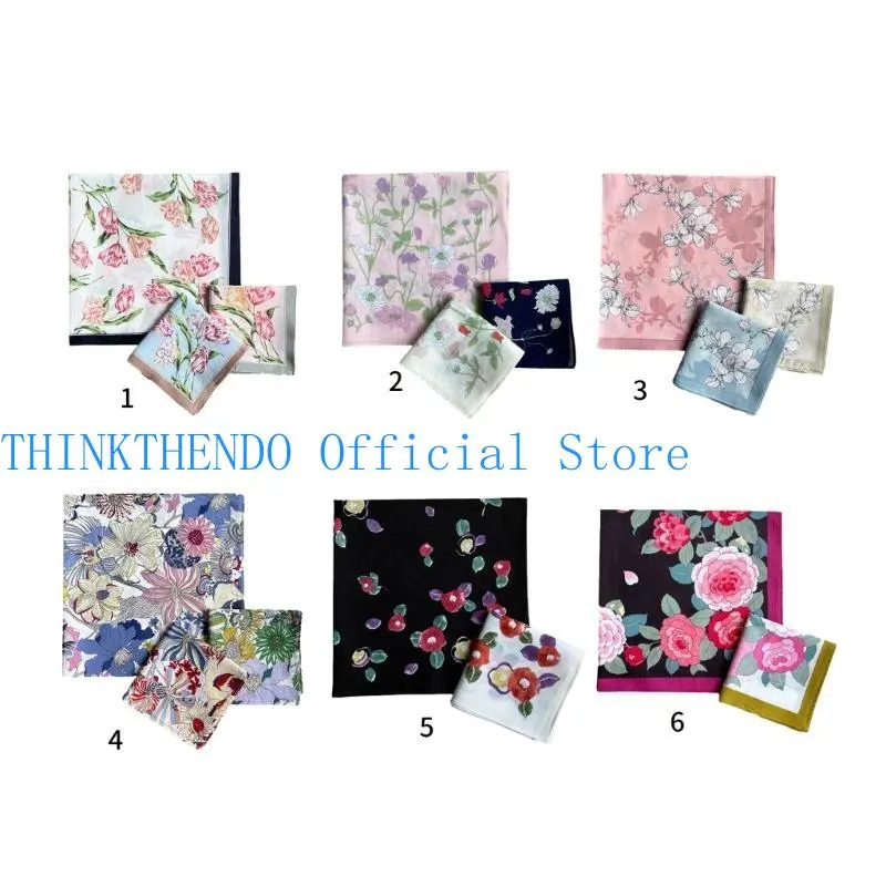 652F Lightweight Colorful Handkerchief Floral Pattern Hankie Washable Chest Towel Pocket Handkerchief for Adult Wedding Party