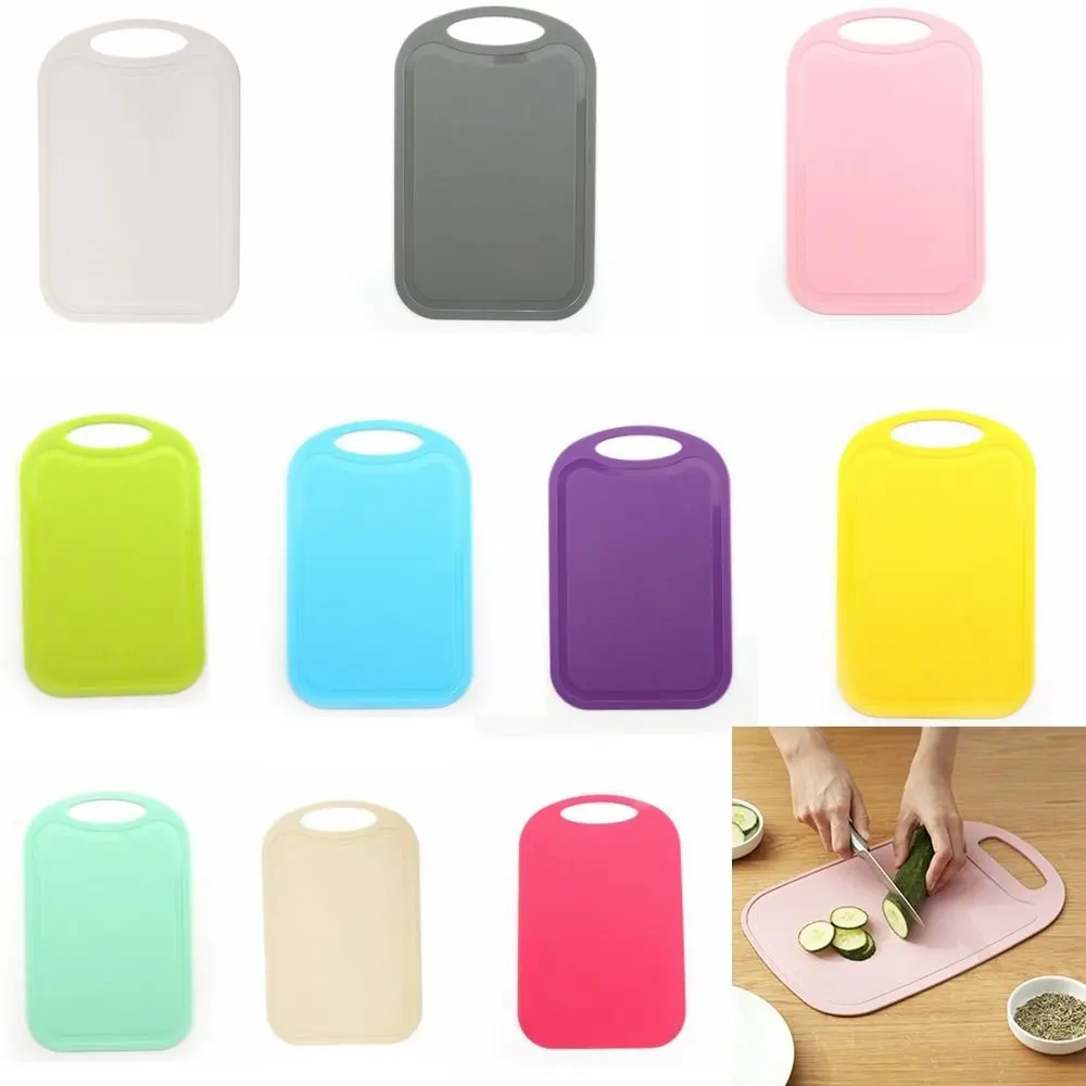 Rectangle Nonslip Plastic Cutting Board with Groove Hangable Chopping Board Easy To Clean Frosted Texture Chopping Block