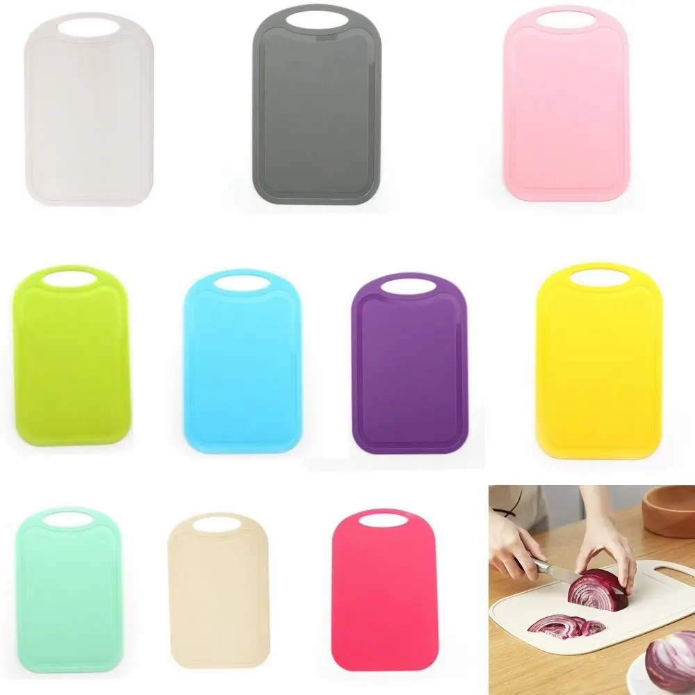 Rectangle Nonslip Plastic Cutting Board with Groove Hangable Chopping Board Easy To Clean Frosted Texture Chopping Block