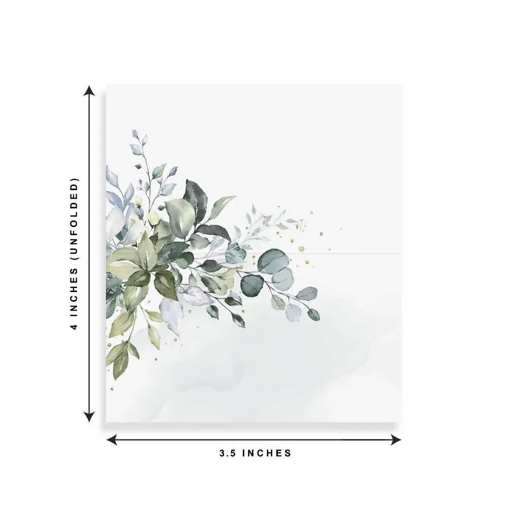 50pcs Blank Green Leaf Table Place Cards Printing Paper Tented Name Card Simplicity Gift Cards Birthday Gift