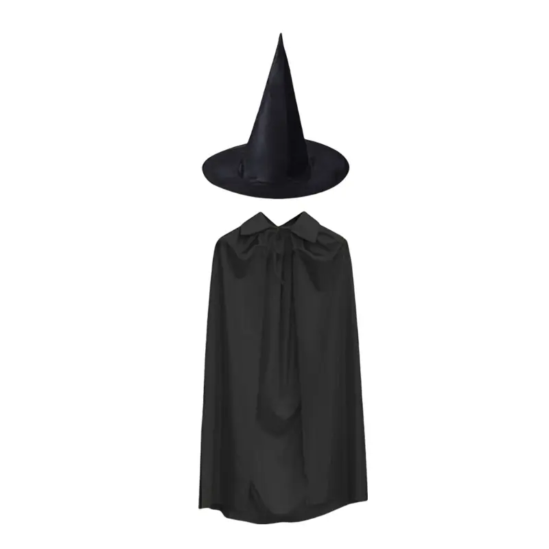 652F Witch Cloak Witch Hat Halloween Witch Costume, Witch Cape Costume Halloween Cloak for Kid Adult Halloween, Cosplay Party