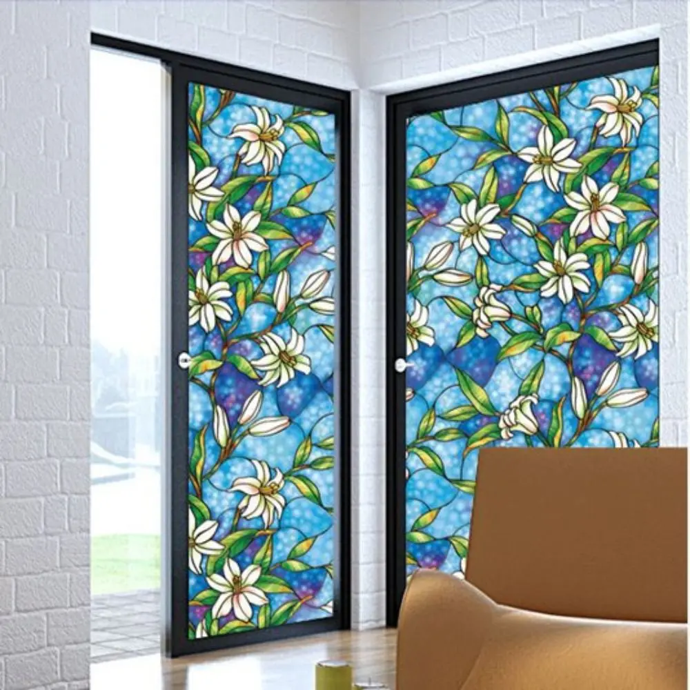 3D Morning Glory Frosted Glass Door Decoration Painted Anti-ultraviolet Window Decals Glass Film Glass Film Window Stickers