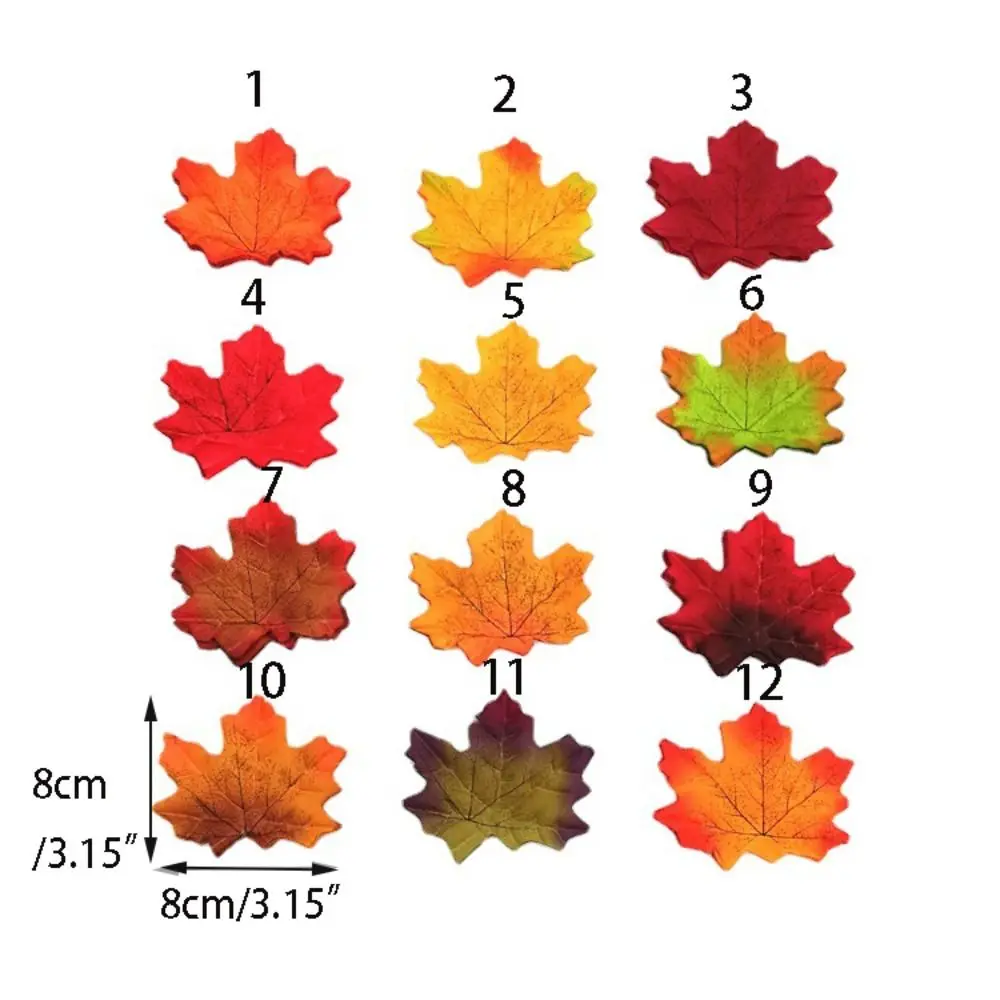 50Pcs/Pack Maple Leaves Simulated Maple Leaves Plants Handmade Artificial Leaf Plants DIY Silk Flower Stacked Maple Leaves