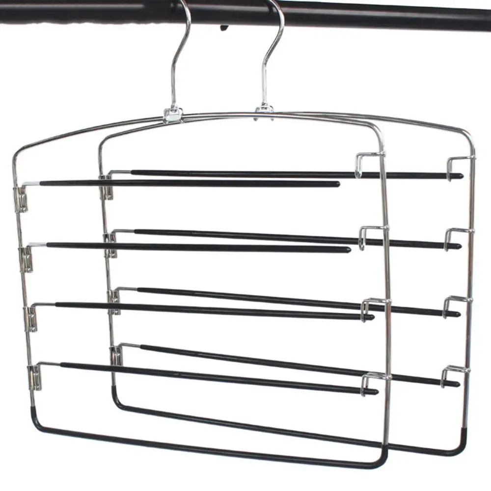 Multifunctional Metal Multi-Layer Trousers Hanger Moveable Reusable Pants Storage Holder Hanging Space Saving Clothes Rack Tie
