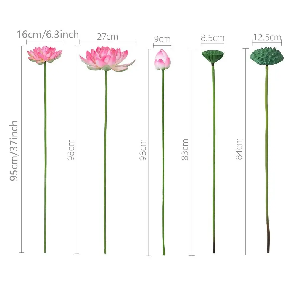 Artistic Landscape Artificial Flower Long Stem EVA Decorative Fake Flower Green Plant with Rod Simulated Lotus Flower