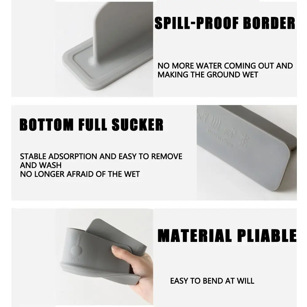 Soft Silicone Water Baffle Household Suction Cup Base Water Blocking Board Reusable Splash Proof Sink Flap Block