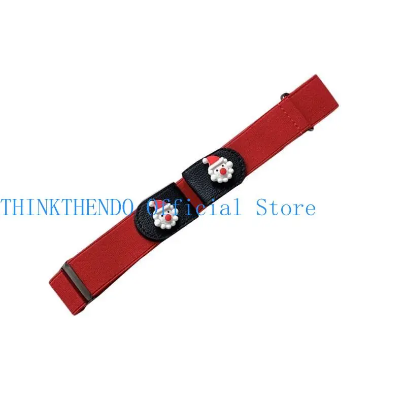 39BB Elastic Waistband Jean Belt Christmas Tree Pattern Waist Belts Fashionable for Stylish Outfits