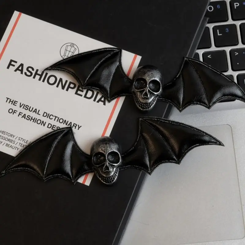652F Bat Hair Clip Large Black Bats Wing  Hairpin Skull Hair Clamps Hair Barrettes for Women Halloween Gift