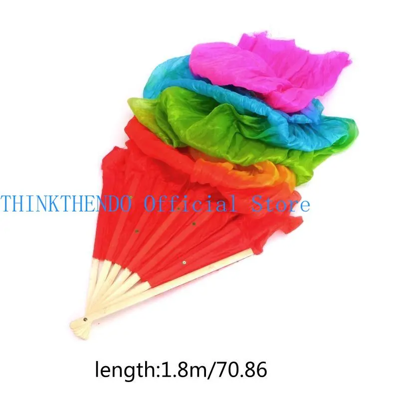39BB Colors Silk Belly Dance Fan Female National Dance Dancing Long Bamboo Fan Long Folding Fans 11.81 inch Performance Props