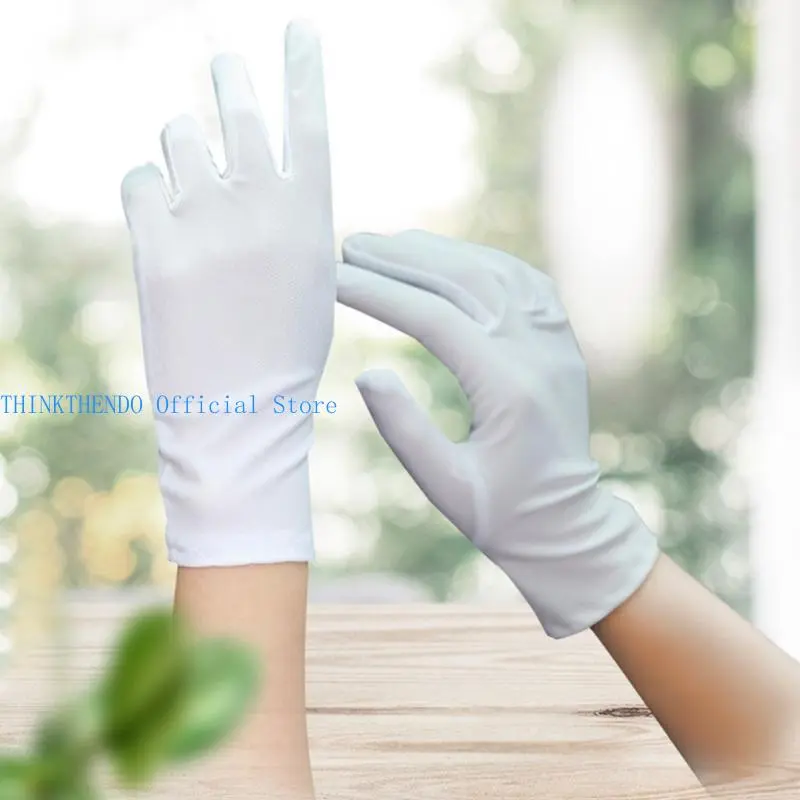 652F 2pcs Thickened Stretchable Lining Gloves Solid Color Women's Jewelry Mittens for Business Professionals and Event
