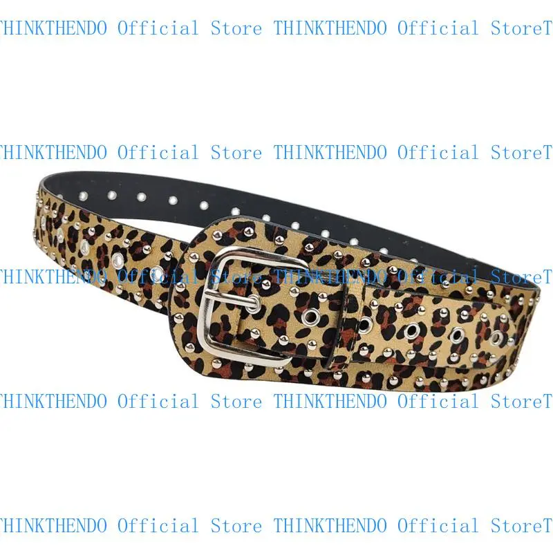 652F Western Belt for Women Decorative Belt for Pants Dress PU Leather Rivet Studded Cincher Belt Fashion Waistband for Daily