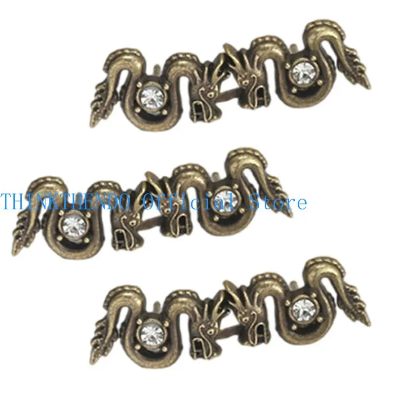 652F 3Set Chinese Dragon Waist Buckle Cincher Clip Waist Brooch Hook for Jeans Pants Plated Waist Tightener Clip Waist Decors