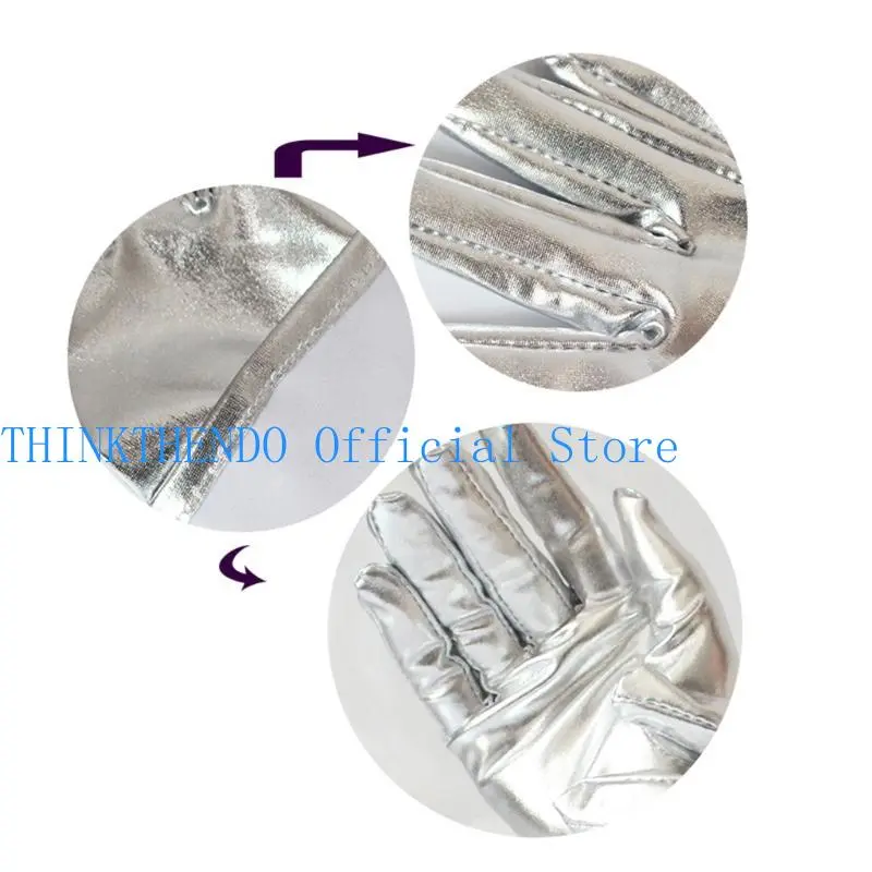 39BB Leather Gloves Women Fashion Party Gloves Lady Short Gloves Shimmering Uniform Mittens Evening Party Gloves