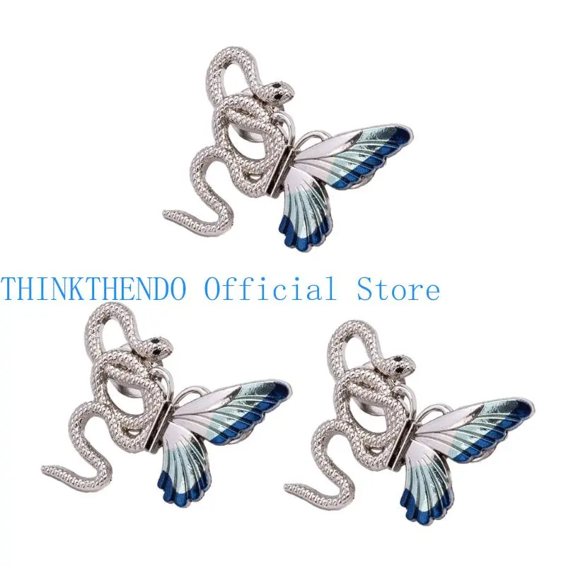 39BB 3pcs Snake Butterfly Waist Adjustment Pin For Women Loose Jeans Pants Decoration