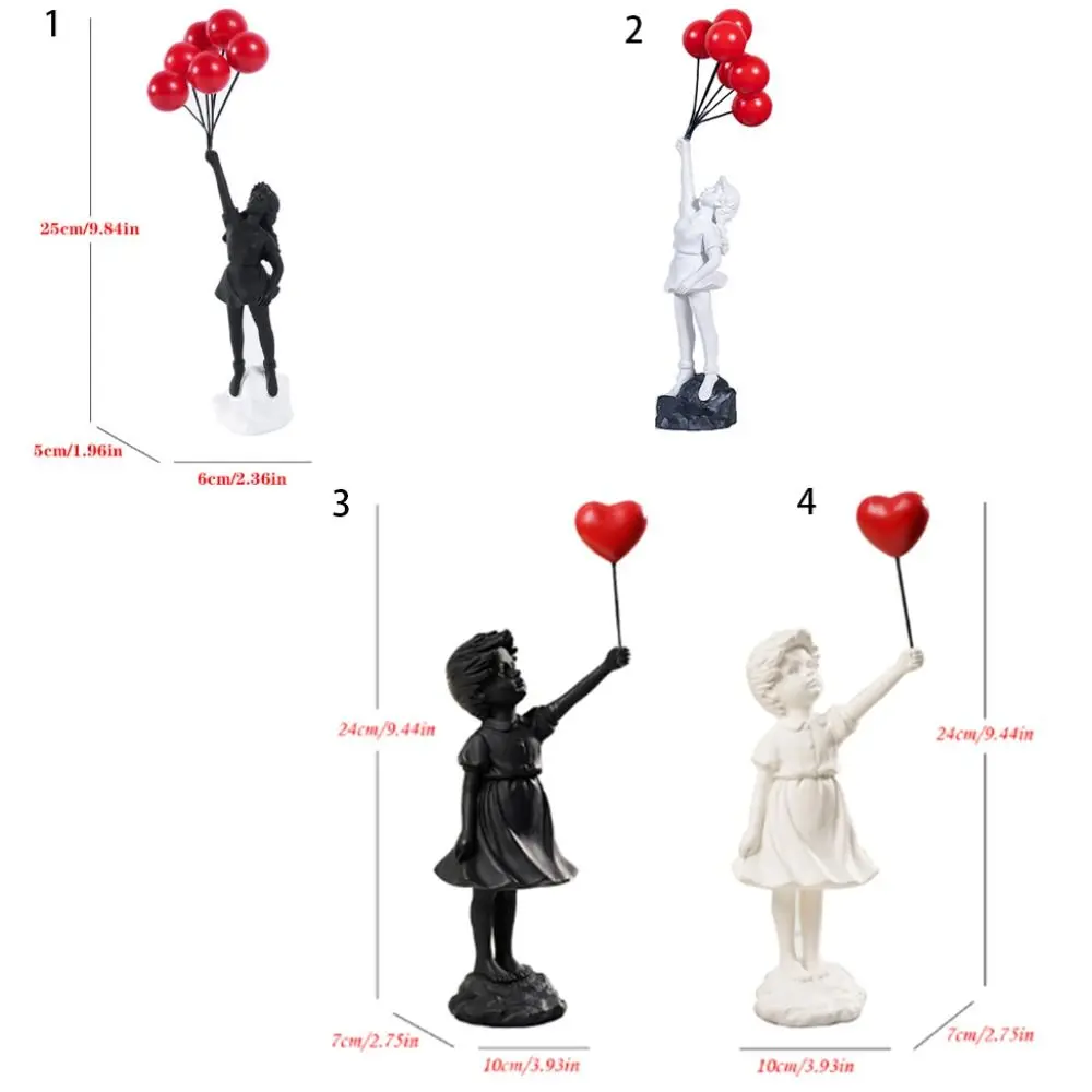 Delicate Resin Crafts Flying Balloon Girl Figurine Love No Odor Banksy Sculpture Black Balloon Girl Bookcase