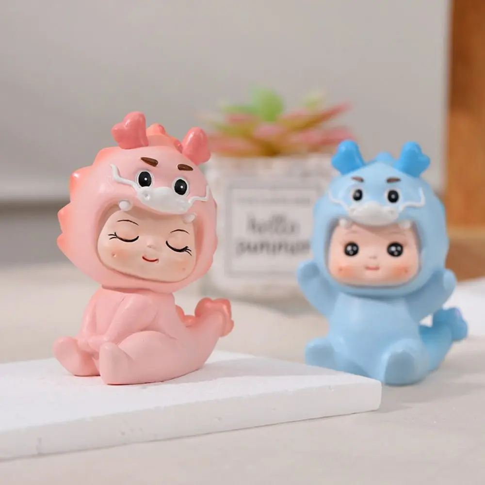 Cake Topper Cute Cartoon Dragon Baby Figurines Resin Boy Dragon Baby Statue Girl Desk Ornament Home Decoration
