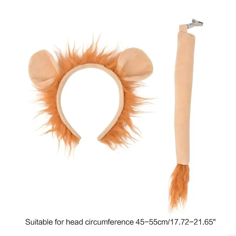 Lion Costume Set Ears Headband Tail Plush Animal Fancy Costume Accessories for Kids Halloween Cosplay Accessories