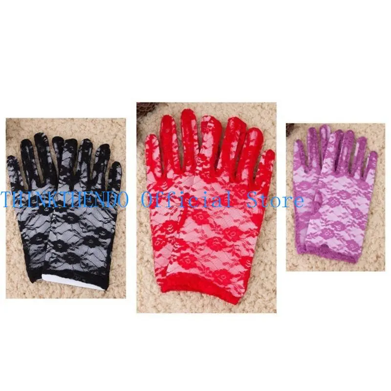 39BB Evening Dinner Lace Gloves Proms Gloves Long Gloves for Opera Women Lady Theme Proms
