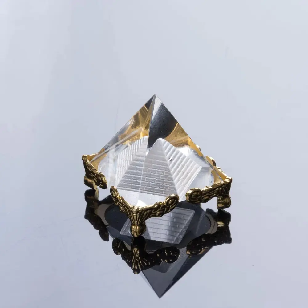 Triangle Scripture Pyramid Ornaments Geometry Decoration Creative Crystal Pyramid Crafts Meditation Mini Desktop Ornament Car