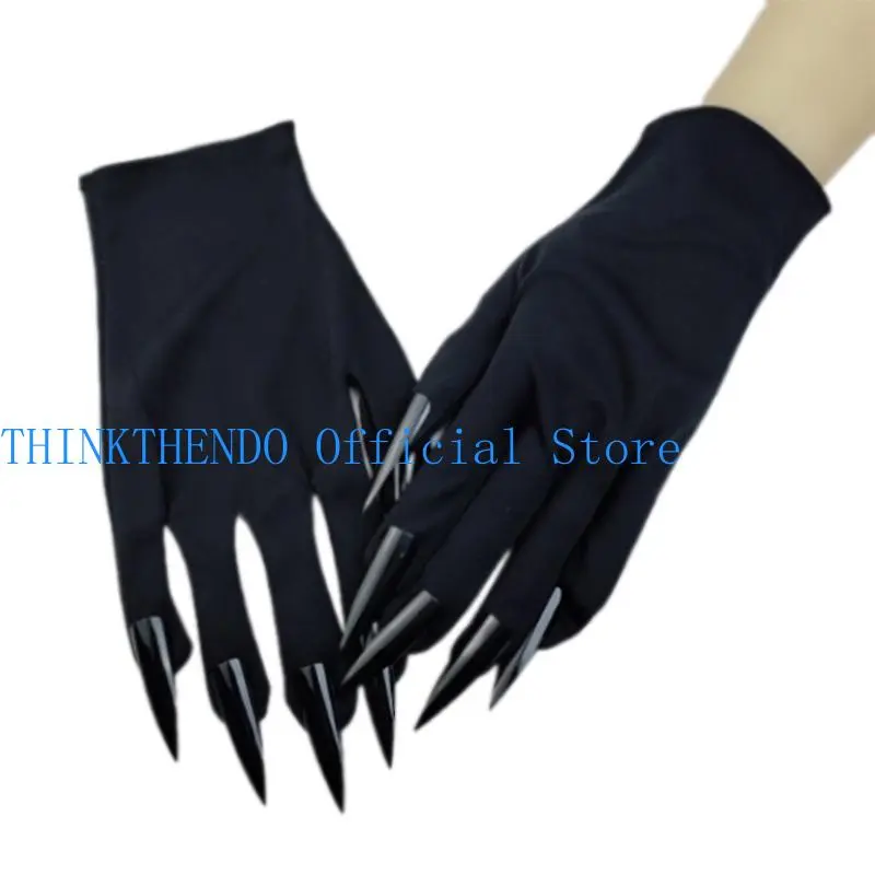 652F Halloween Gloves with Long Nails Great for Cosplay and Theme Event Easy to Wear and Remove Short Gloves for All Age