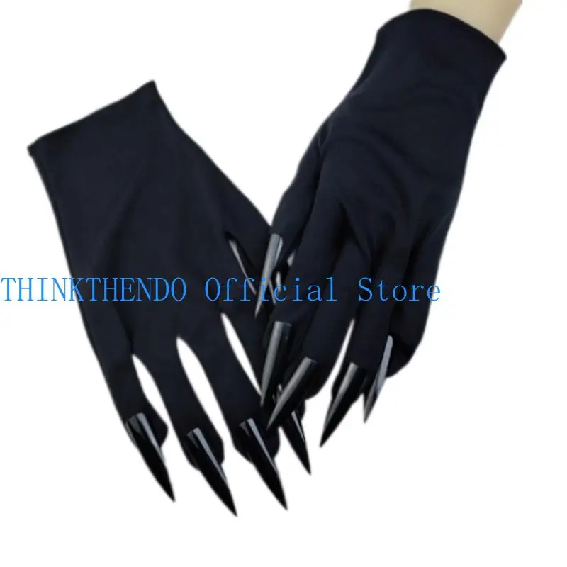 652F Halloween Gloves with Long Nails Great for Cosplay and Theme Event Easy to Wear and Remove Short Gloves for All Age
