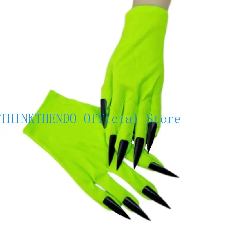 652F Halloween Gloves with Long Nails Great for Cosplay and Theme Event Easy to Wear and Remove Short Gloves for All Age