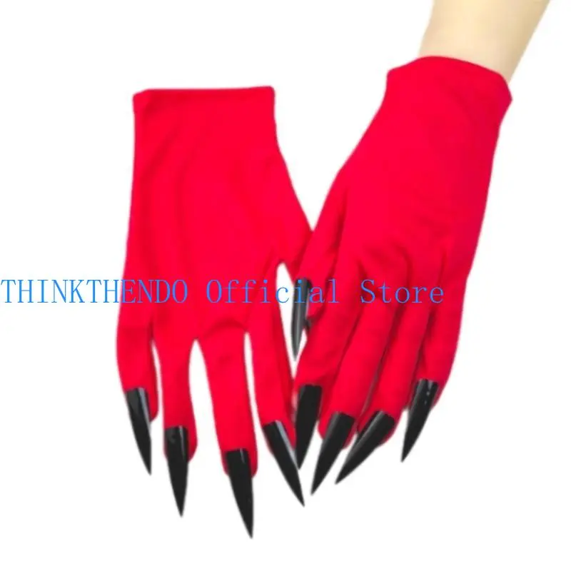652F Halloween Gloves with Long Nails Great for Cosplay and Theme Event Easy to Wear and Remove Short Gloves for All Age