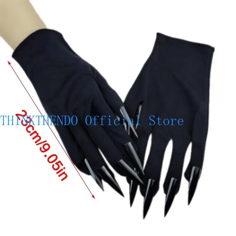 652F Halloween Gloves with Long Nails Great for Cosplay and Theme Event Easy to Wear and Remove Short Gloves for All Age