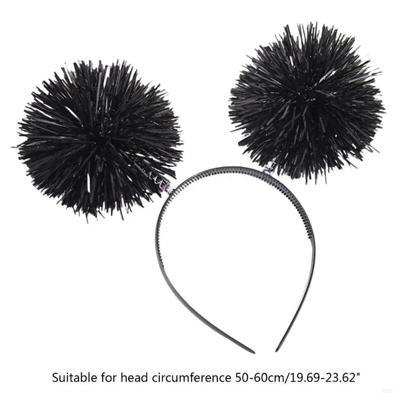 652F Festival Christmas Women Students Carnival Hairband Shinning Bouncing Ball Headbands Tinsel Party Hair Hoop