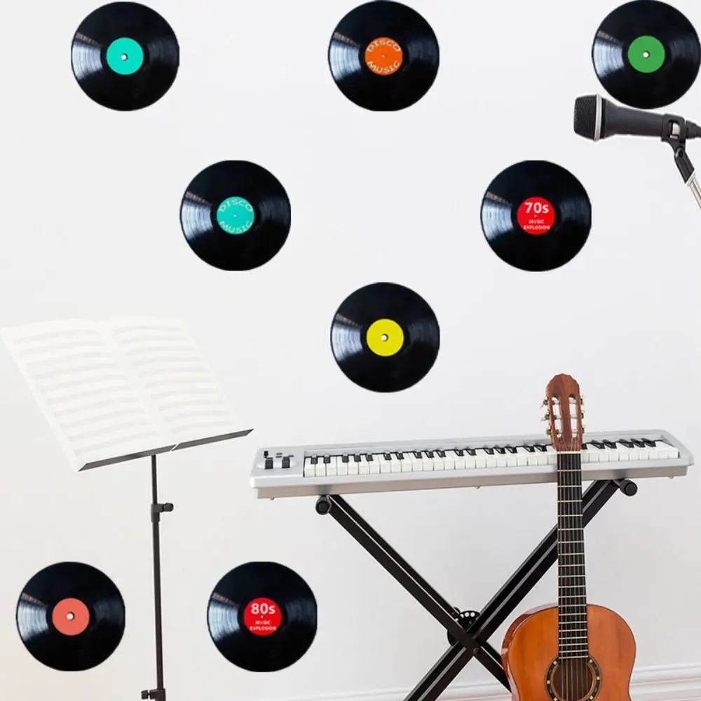 8Pcs/set Records Displays Fake Records Stickers Artwork Crafts Vinyl Record Stickers PVC Vinyl Record Wall Music Signs Ornaments