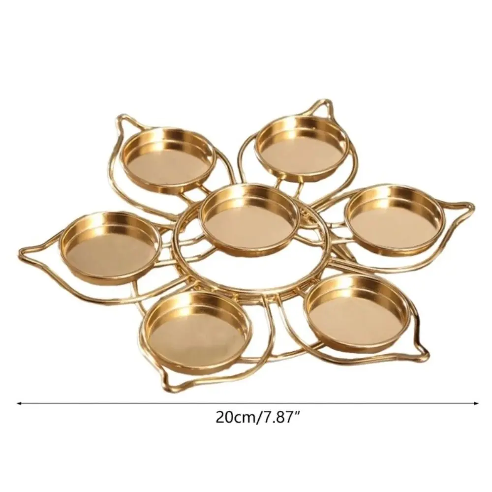 Nordic Single Layer Round Disc Butter Lamp Round Metal Seven-star Candlelight Stand Lotus Lotus Tea Light Holder Home