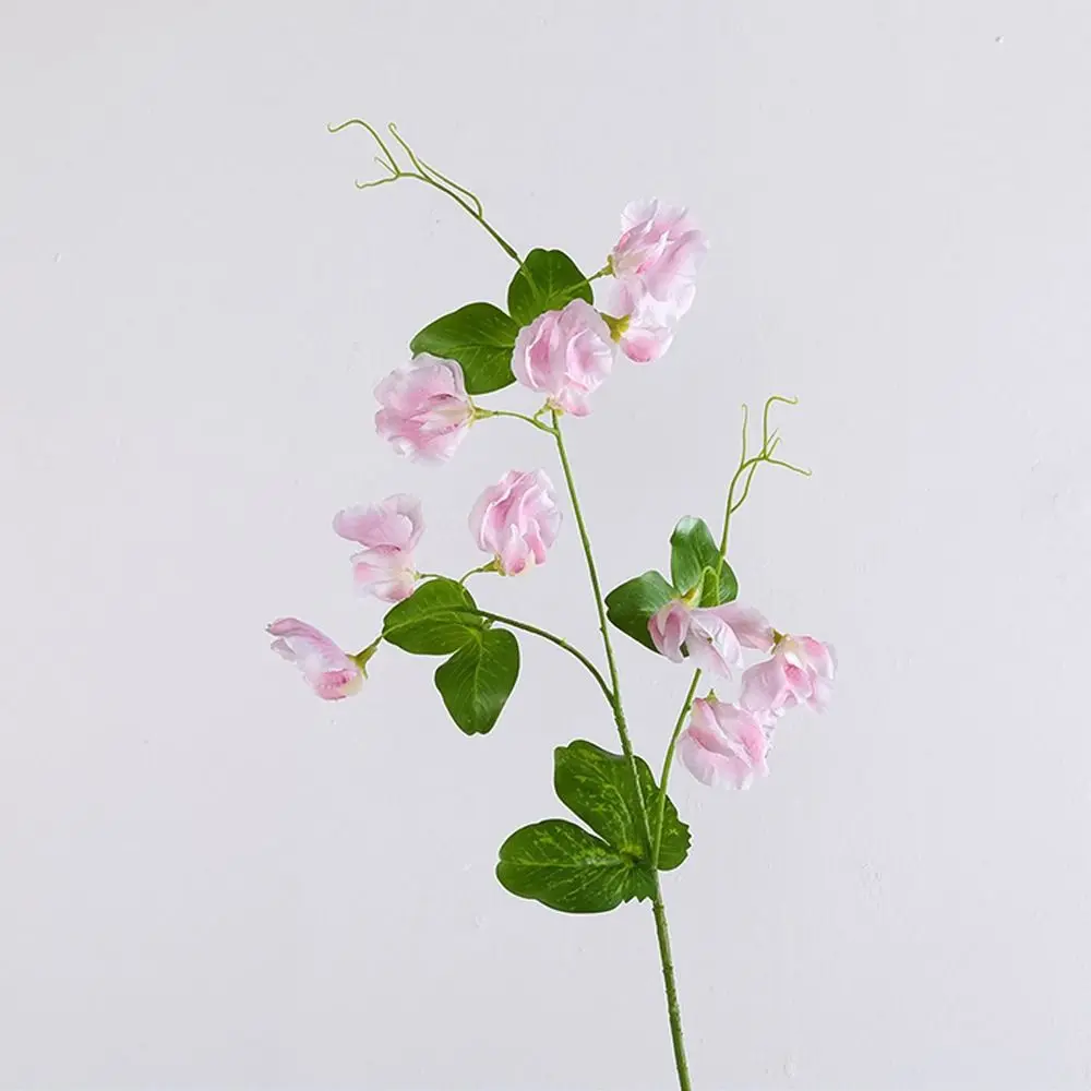 Green Plant 55cm Artificial Pea Flowers Plastic Real Touch Silk Pea Blossom Branch Handmade Elegant Fake Flower Wedding Party