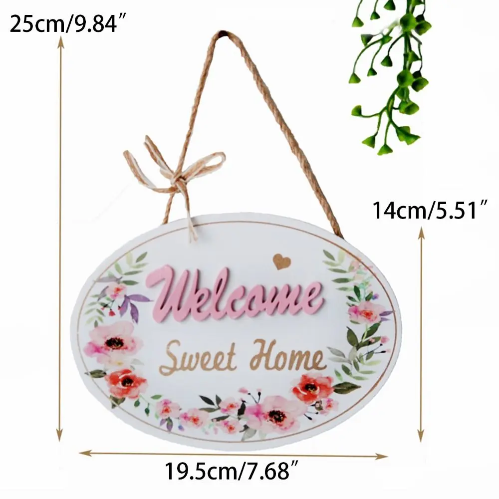 Beautiful Welcome Sign Home Decoration Oval Shape Shop Decor Garden Plaque Door Plate Layout Props Door Hanging Ornaments