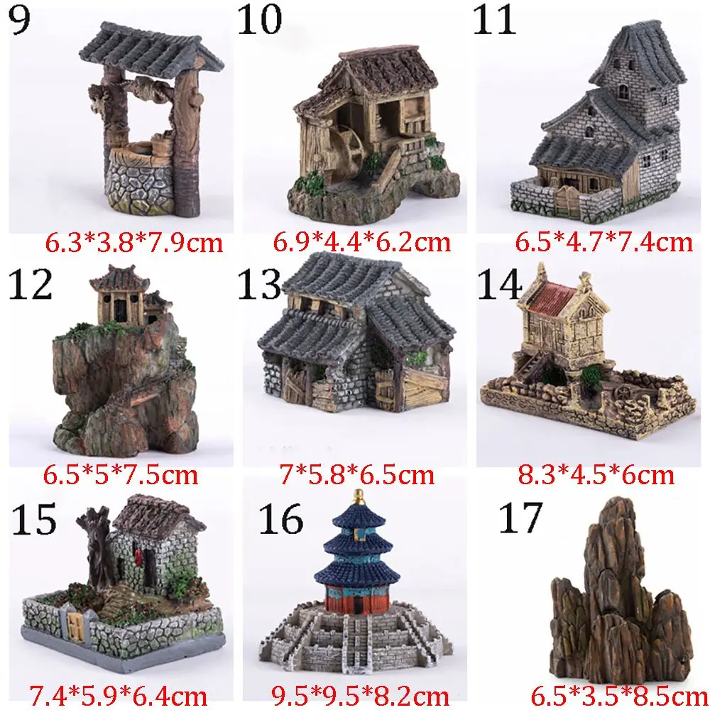 Mini 1 pcs Tradiational Crafts DIY Scene Statue House Model Figurines Bonsai Decor