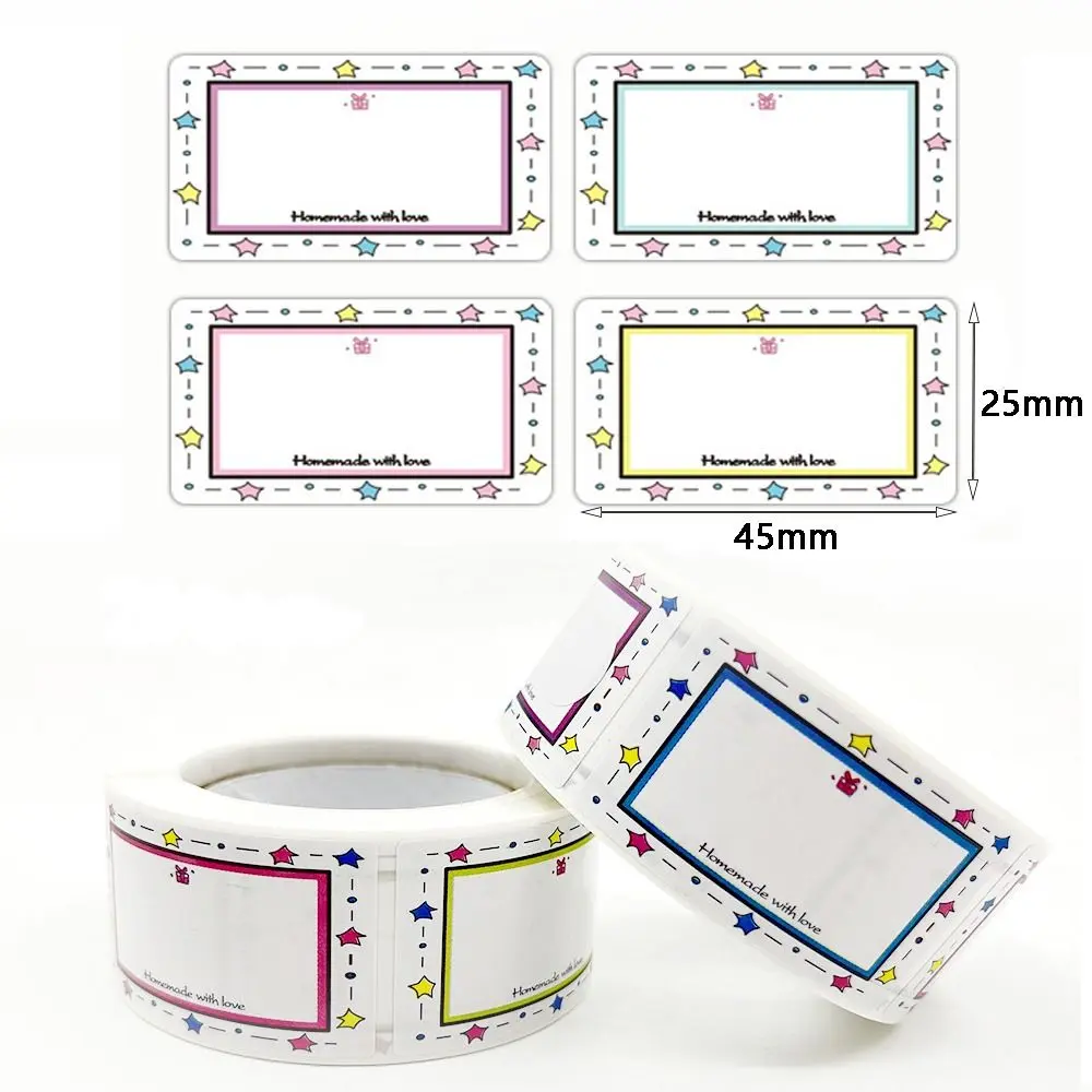 250Pcs/Roll Blank Kitchen Name Label Sticker Color Border Handwritten Adhesive Label Rectangle Seasoning Jar Label School