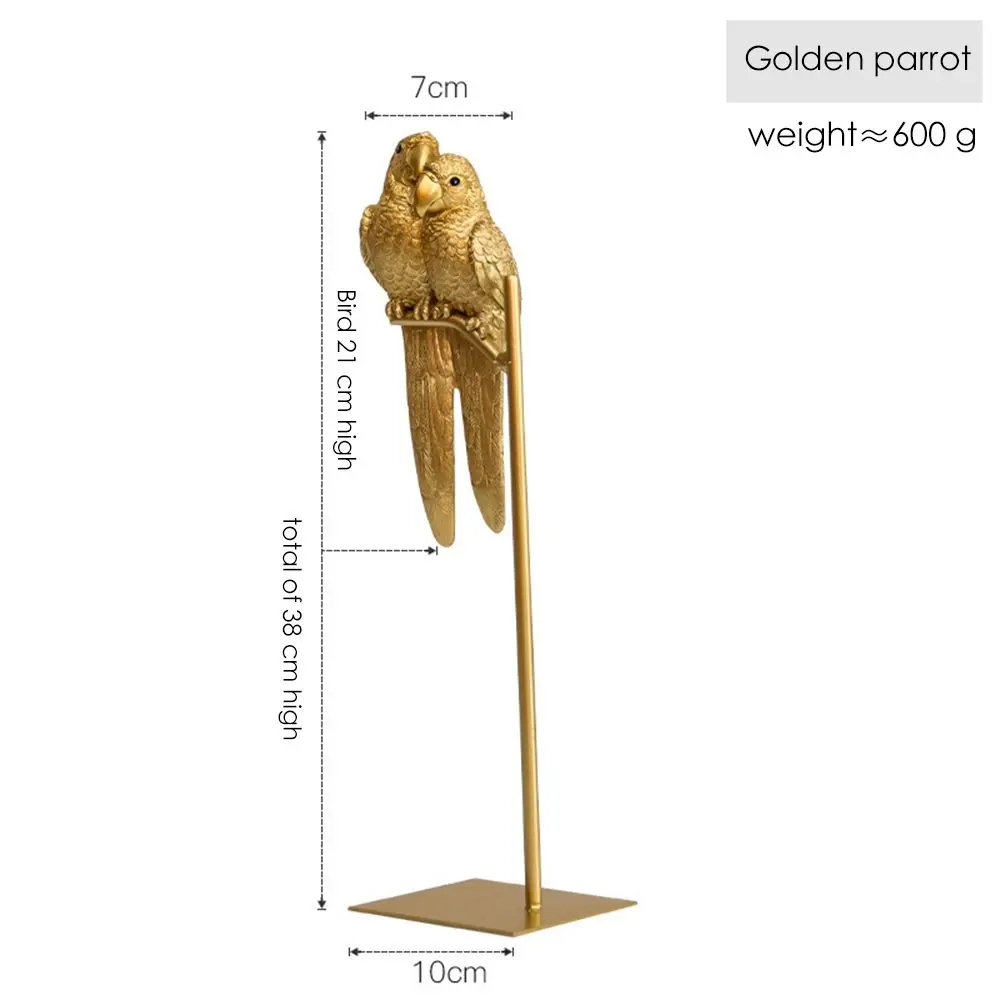 Couple Macaw  Bird Sculpture Resin Tabletop Ornaments Desktop Decoration Miniature Figurines Parrot Statue Simulated Animal