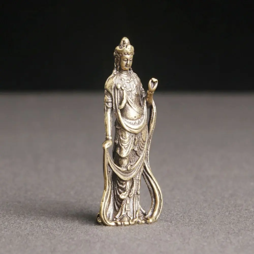 Antique Bodhisattva Statue Buddha Characters Copper Guan Yin Buddha Sculptures Art Sculpture Standing Bodhisattva Ornaments