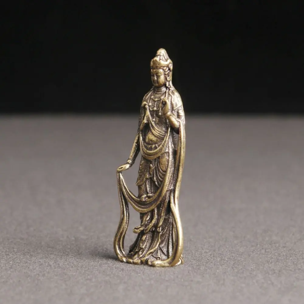 Antique Bodhisattva Statue Buddha Characters Copper Guan Yin Buddha Sculptures Art Sculpture Standing Bodhisattva Ornaments