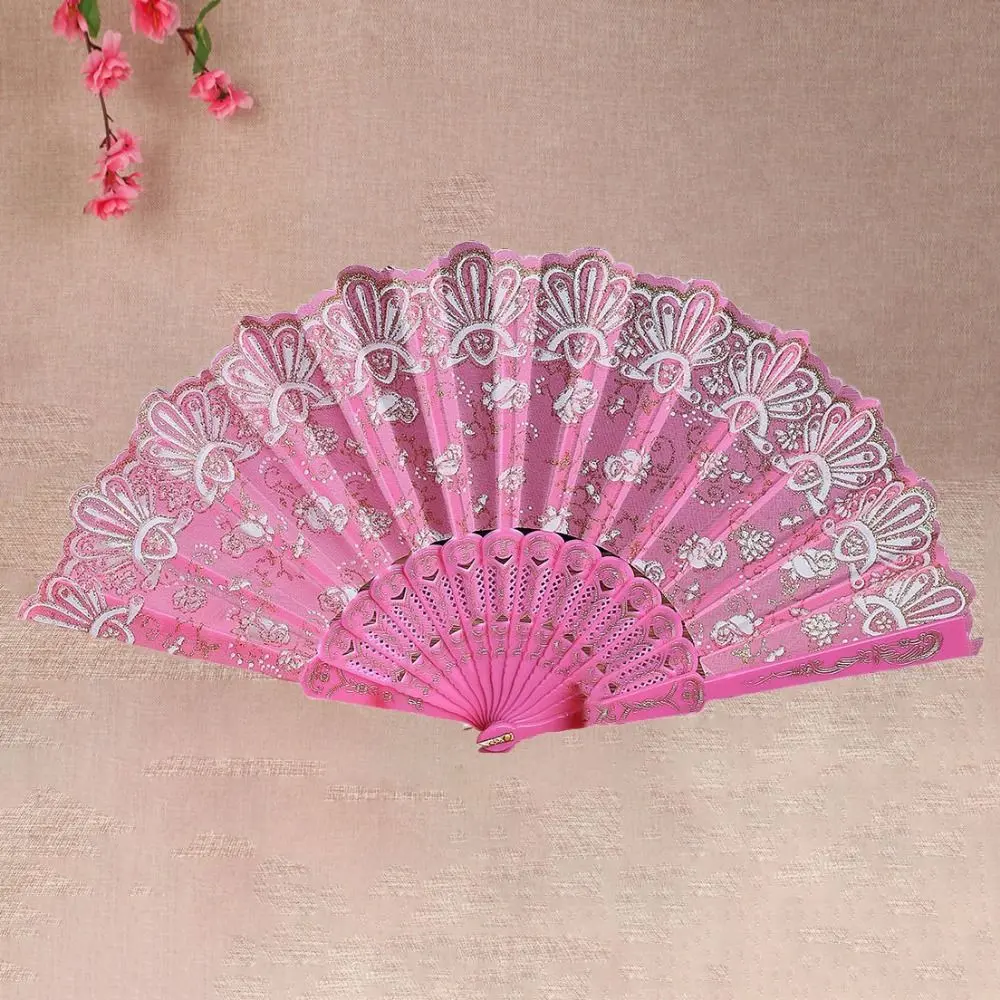 Vintage Handheld Chinese Style Folding Fan Plastic With Fan Ring Ancient Fan Art Craft Folding Fan Ladies Gift