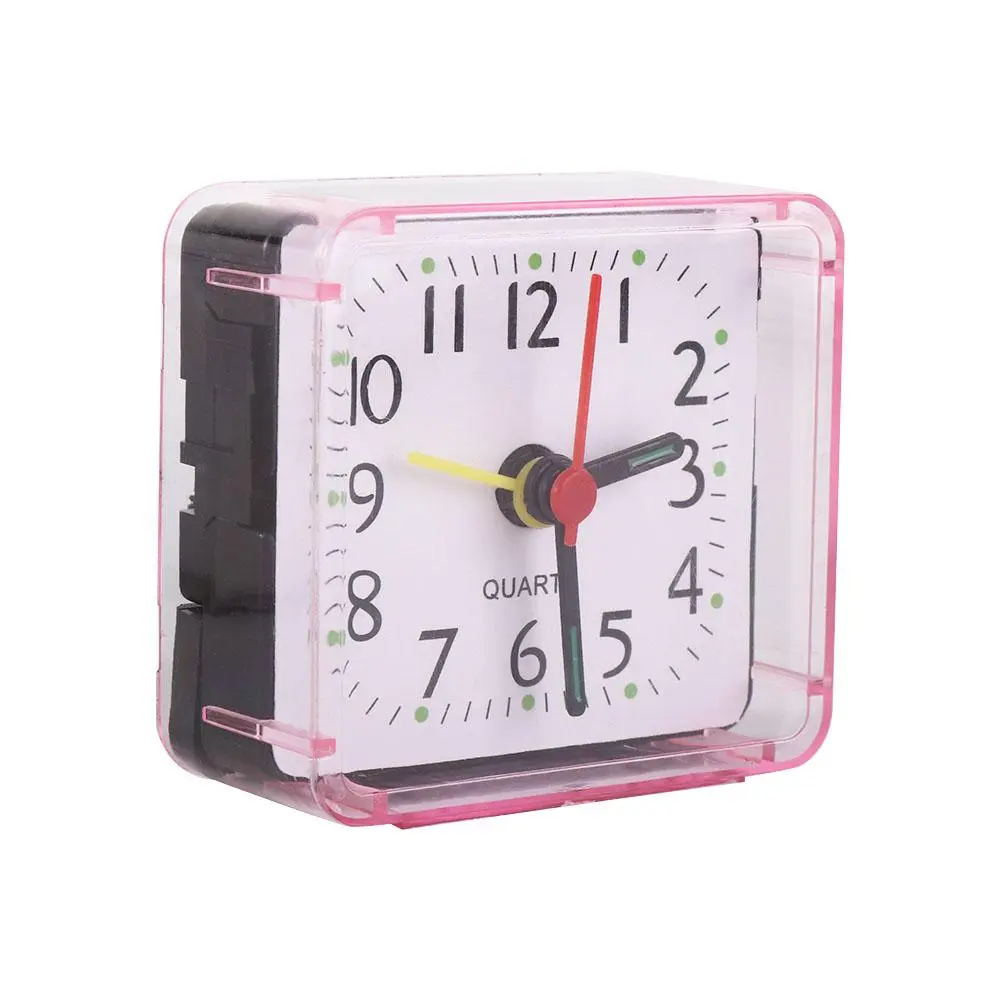 Creative Mute Square Alarm Clock Candy Color Stably Stand Mini Table Clock Square Transparent Living Room