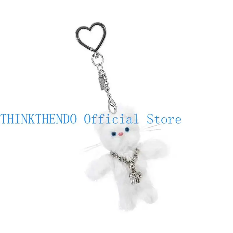 39BB Trendy Charm Pendant Waist Chain with Love Heart Pendant Cats Theme Waist Chain Keychain Ornament for Adult and Teens