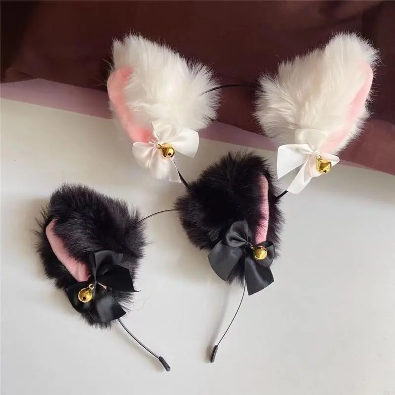 39BB for Cat Dog Ears Hairhoop and Tail Halloween Cosplay Costume for Girls