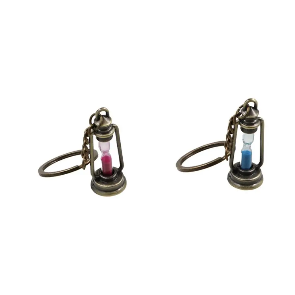 Nostalgic Metal Hourglass Keychain Metal Craft Retro Kerosene Lamp Hourglass Lightweight Car Hourglass Pendant Children's Gift